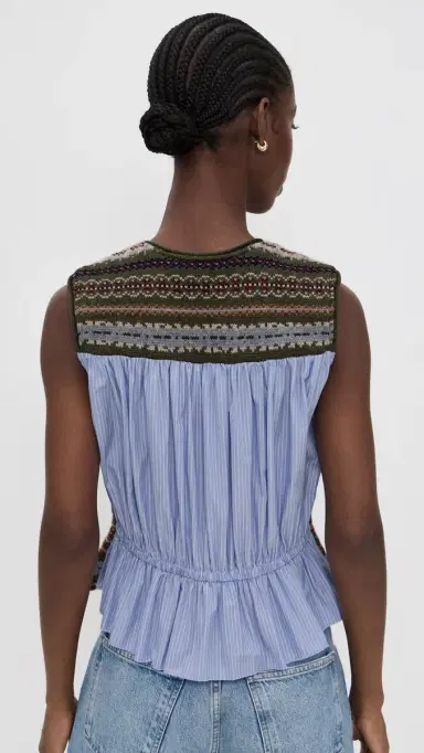 Sea Ciara Fair Isle Knit Combo Vest Olive | Thumbnail 3 Sea Ciara Fair Isle Knit Combo Vest Olive | Thumbnail 3