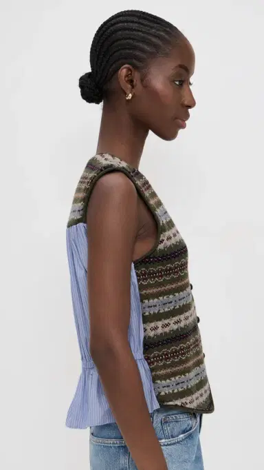 Sea Ciara Fair Isle Knit Combo Vest Olive | Thumbnail 4 Sea Ciara Fair Isle Knit Combo Vest Olive | Thumbnail 4