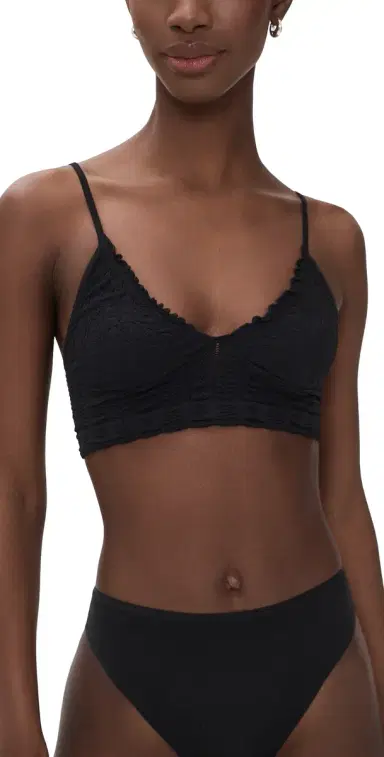 Free People Heirloom Seamless Bralette Black M/L | Thumbnail 1