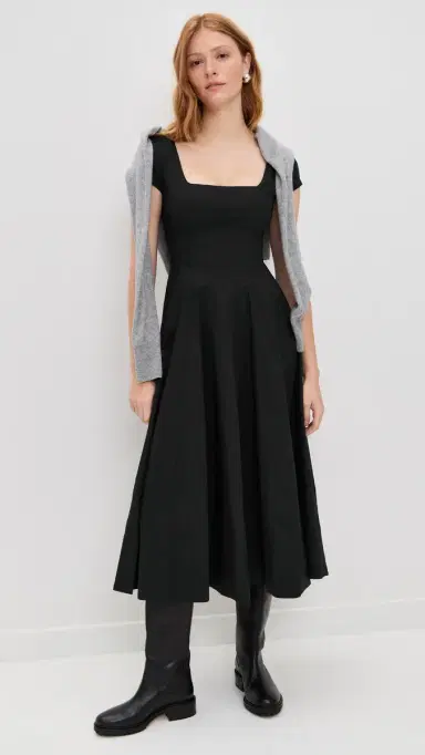 Staud Short Sleeve Wells Dress Black | Thumbnail 5 Staud Short Sleeve Wells Dress Black | Thumbnail 5