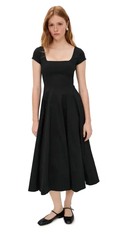 Staud Short Sleeve Wells Dress Black | Thumbnail 1 Staud Short Sleeve Wells Dress Black | Thumbnail 1