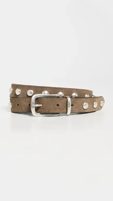Anderson's Slim Studded Suede Belt Olive F16 75 | Thumbnail 2