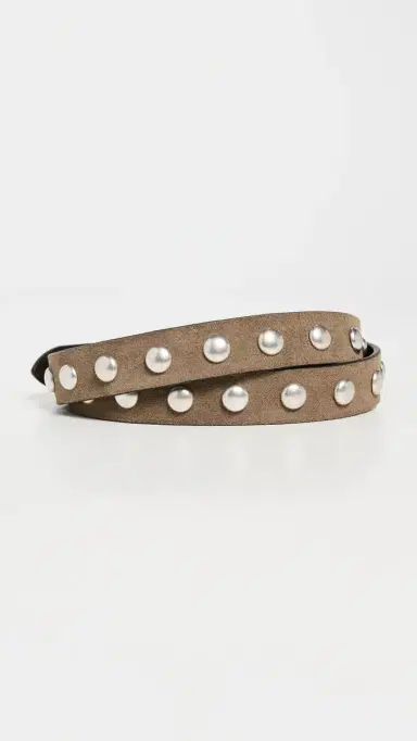 Anderson's Slim Studded Suede Belt Olive F16 75 | Thumbnail 4