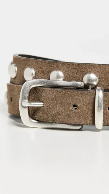 Anderson's Slim Studded Suede Belt Olive F16 75 | Thumbnail 5