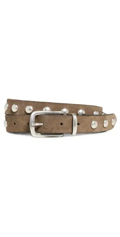 Anderson's Slim Studded Suede Belt Olive F16 75 | Thumbnail 1