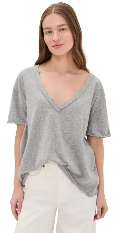 Free People Nina V Tee Heather Grey S | Thumbnail 1