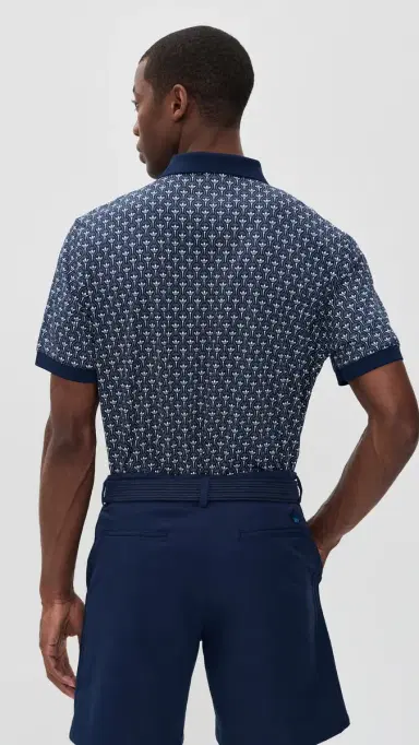 Adidas Golf Originals All Over Trefoil Polo Night Indigo/Chalk White M | Thumbnail 3 Adidas Golf Originals All Over Trefoil Polo Night Indigo/Chalk White M | Thumbnail 3