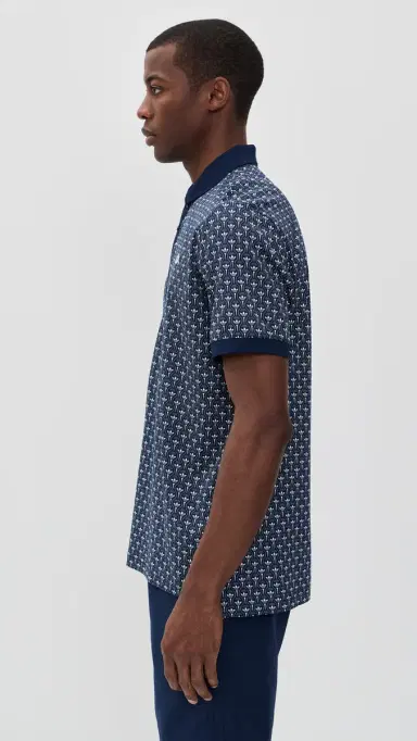 Adidas Golf Originals All Over Trefoil Polo Night Indigo/Chalk White M | Thumbnail 4 Adidas Golf Originals All Over Trefoil Polo Night Indigo/Chalk White M | Thumbnail 4