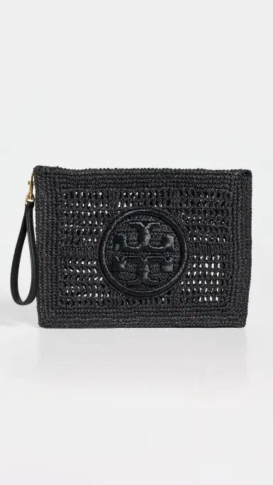 Tory Burch Ella Crochet Pouch Black One Size | Thumbnail 2