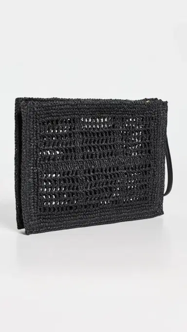 Tory Burch Ella Crochet Pouch Black One Size | Thumbnail 4
