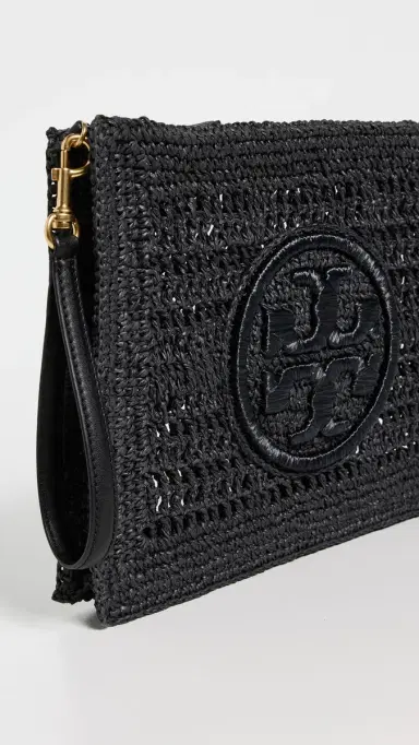 Tory Burch Ella Crochet Pouch Black One Size | Thumbnail 5