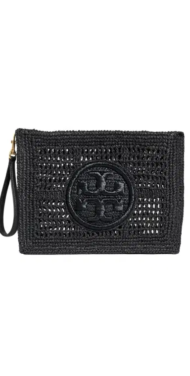 Tory Burch Ella Crochet Pouch Black One Size | Thumbnail 1