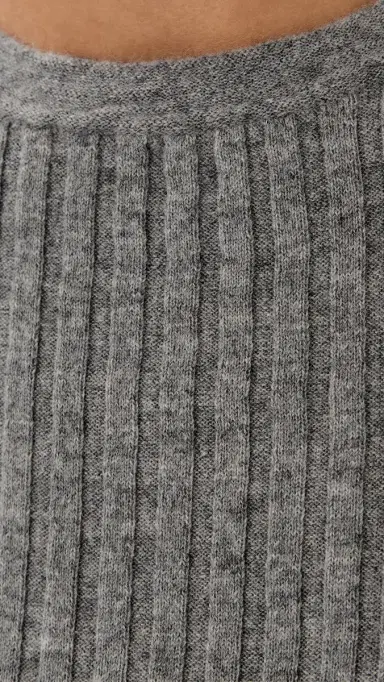 The Elder Statesman Cashmere Rib Knit Tee Heather Grey | Thumbnail 6