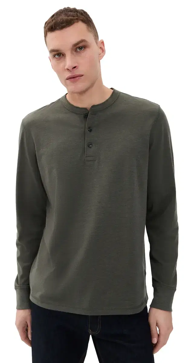 Long leeve Waffle Henley Night Rock