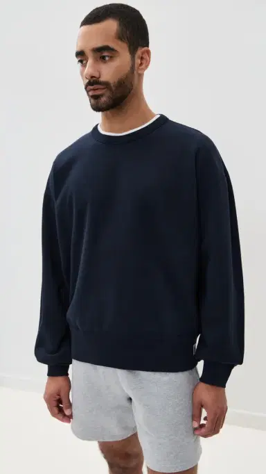 REIGNING CHAMP Midweight Terry Relaxed Crewneck Navy S | Thumbnail 2