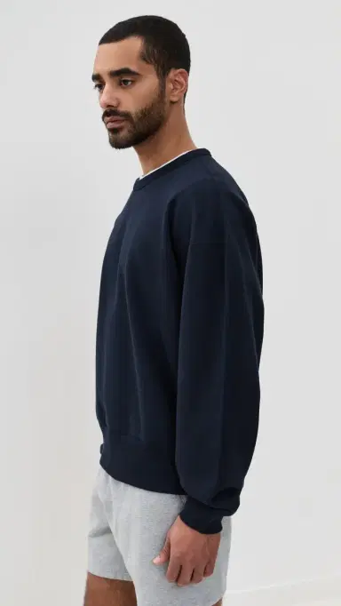 REIGNING CHAMP Midweight Terry Relaxed Crewneck Navy S | Thumbnail 4