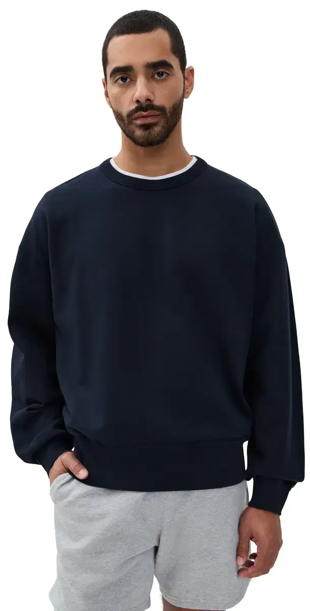 Midweight Terry Relaxed Crewneck Navy