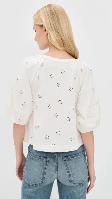 Free People Jessie Eyelet Tee Whisper White | Thumbnail 3