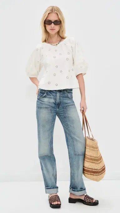 Free People Jessie Eyelet Tee Whisper White | Thumbnail 5
