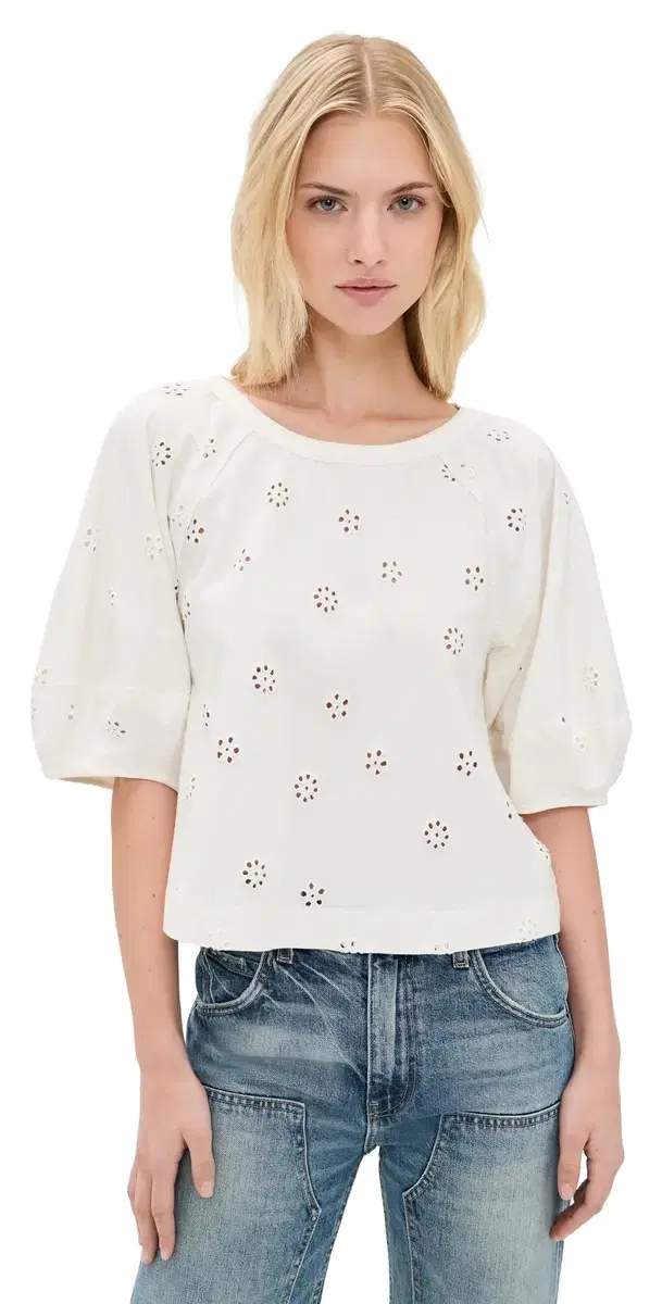 Jessie Eyelet Tee Whisper White
