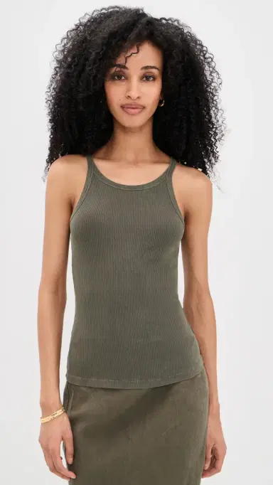 James Perse Ribbed Cami Tank Army Green | Thumbnail 2