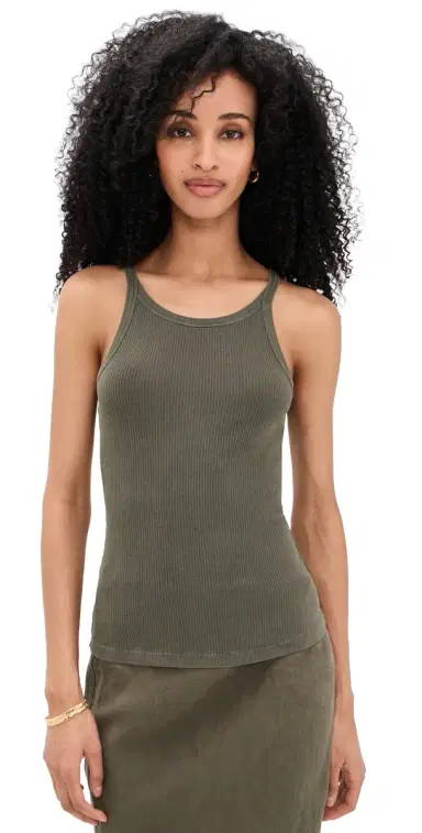 James Perse Ribbed Cami Tank Army Green | Thumbnail 1