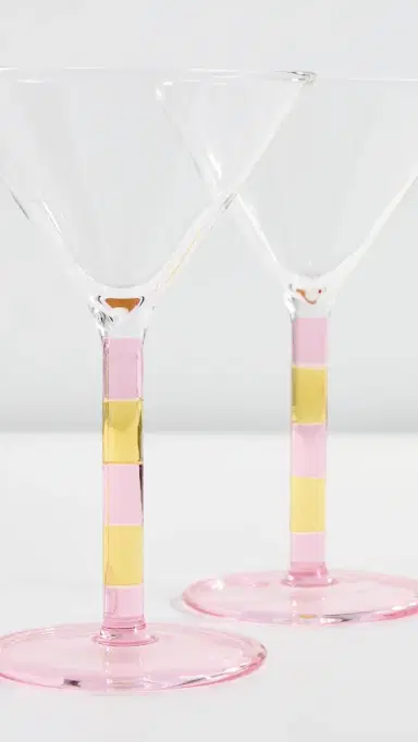 FAZEEK Stripe Martini Glass Set of 2 Pink/Amber One Size | Thumbnail 4 FAZEEK Stripe Martini Glass Set of 2 Pink/Amber One Size | Thumbnail 4