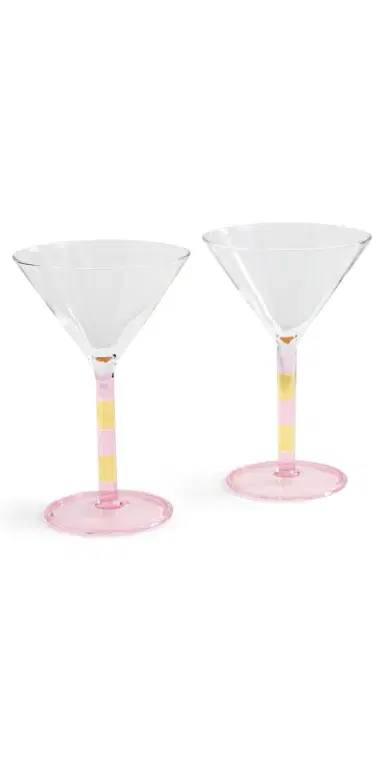 FAZEEK Stripe Martini Glass Set of 2 Pink/Amber One Size | Thumbnail 1 FAZEEK Stripe Martini Glass Set of 2 Pink/Amber One Size | Thumbnail 1