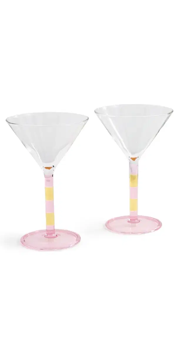 FAZEEK Stripe Martini Glass Set of 2 Pink/Amber One Size