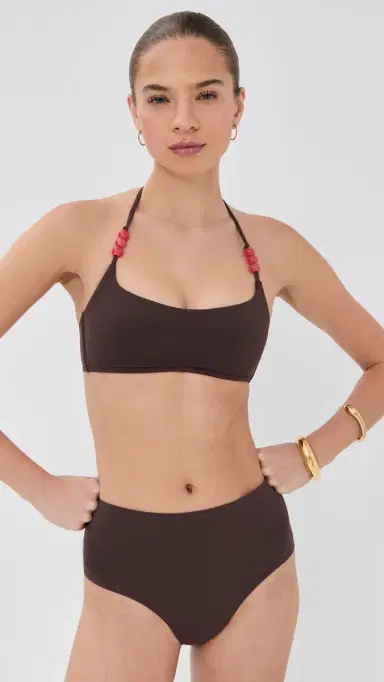 Staud Laird Bikini Top Dark Chocolate/Flame S | Thumbnail 5