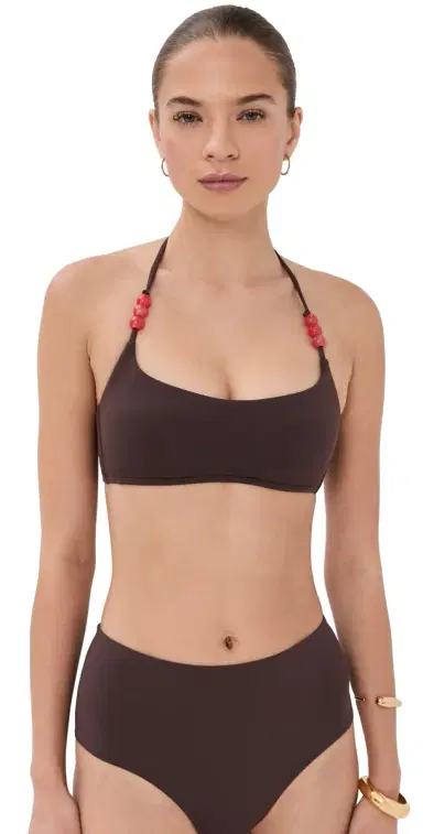 Staud Laird Bikini Top Dark Chocolate/Flame S | Thumbnail 1