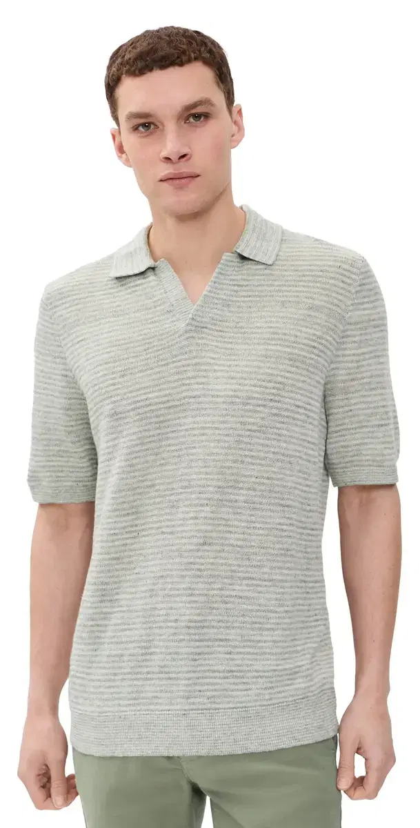 Short Sleeve Linen Sweater Polo Beach Tree tripe