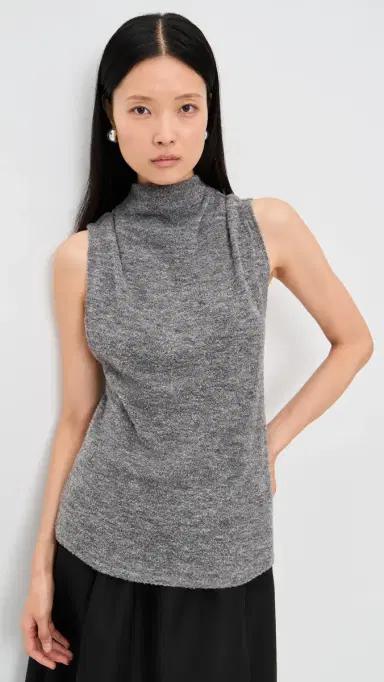 Proenza Schouler White Label Cynthia Top in Wool Jersey Grey Melange | Thumbnail 2 Proenza Schouler White Label Cynthia Top in Wool Jersey Grey Melange | Thumbnail 2