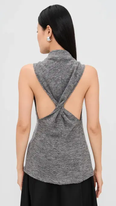Proenza Schouler White Label Cynthia Top in Wool Jersey Grey Melange | Thumbnail 3 Proenza Schouler White Label Cynthia Top in Wool Jersey Grey Melange | Thumbnail 3
