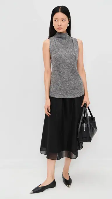 Proenza Schouler White Label Cynthia Top in Wool Jersey Grey Melange | Thumbnail 5 Proenza Schouler White Label Cynthia Top in Wool Jersey Grey Melange | Thumbnail 5