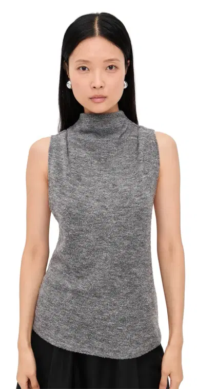 Proenza Schouler White Label Cynthia Top in Wool Jersey Grey Melange | Thumbnail 1 Proenza Schouler White Label Cynthia Top in Wool Jersey Grey Melange | Thumbnail 1