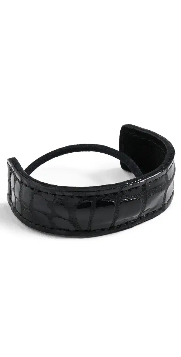Jennifer Behr Mini Leather Pony Wrap Black Croc One Size