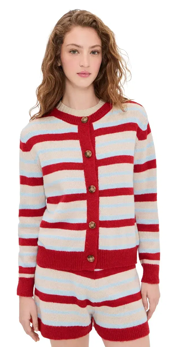 Millie Knit Cardigan Blue/Red Stripe
