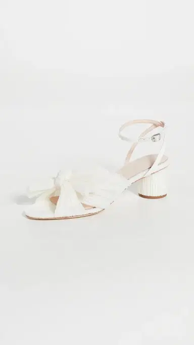 Loeffler Randall Dahlia Pleated Bow Heels with Ankle Strap Pearl 8 | Thumbnail 2