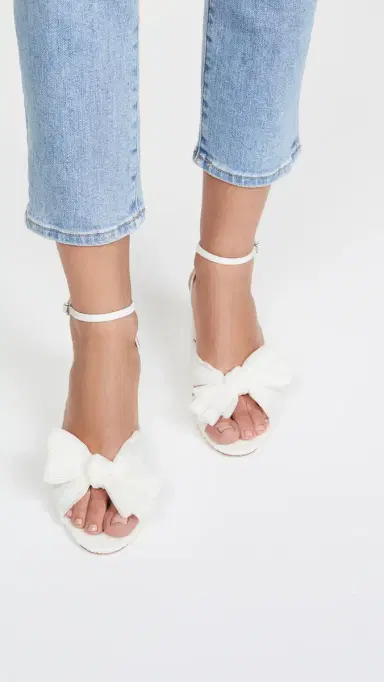 Loeffler Randall Dahlia Pleated Bow Heels with Ankle Strap Pearl 8 | Thumbnail 3