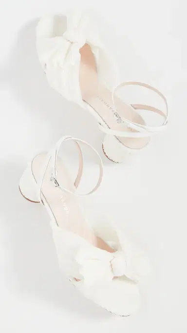 Loeffler Randall Dahlia Pleated Bow Heels with Ankle Strap Pearl 8 | Thumbnail 5