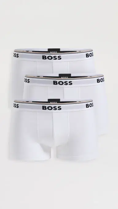 BOSS Stretch Cotton 3 Pack Trunks White | Thumbnail 2