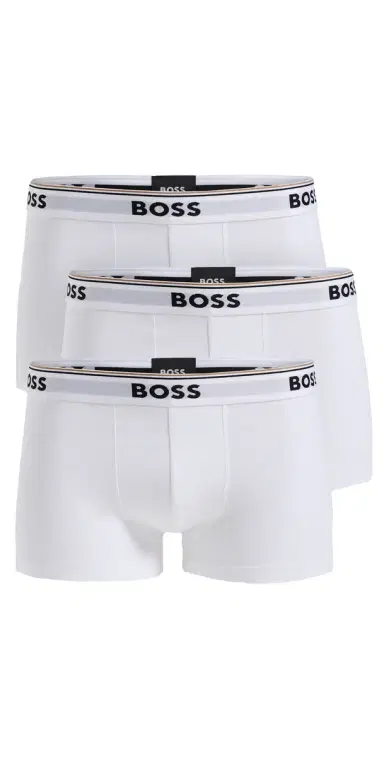 BOSS Stretch Cotton 3 Pack Trunks White | Thumbnail 1