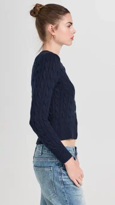 Polo Ralph Lauren Cotton Cable Long Sleeve Cardigan Blue | Thumbnail 4