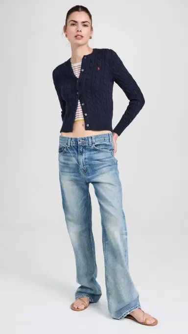 Polo Ralph Lauren Cotton Cable Long Sleeve Cardigan Blue | Thumbnail 5