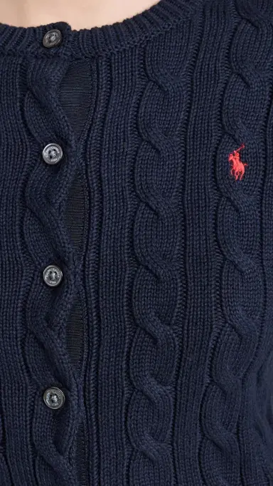 Polo Ralph Lauren Cotton Cable Long Sleeve Cardigan Blue | Thumbnail 6