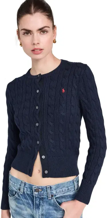 Polo Ralph Lauren Cotton Cable Long Sleeve Cardigan Blue | Thumbnail 1