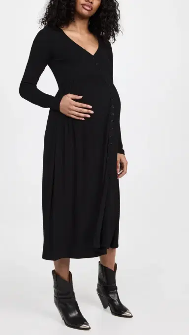 Hatch The Softest Rib Nursing Dress Black 0 | Thumbnail 2