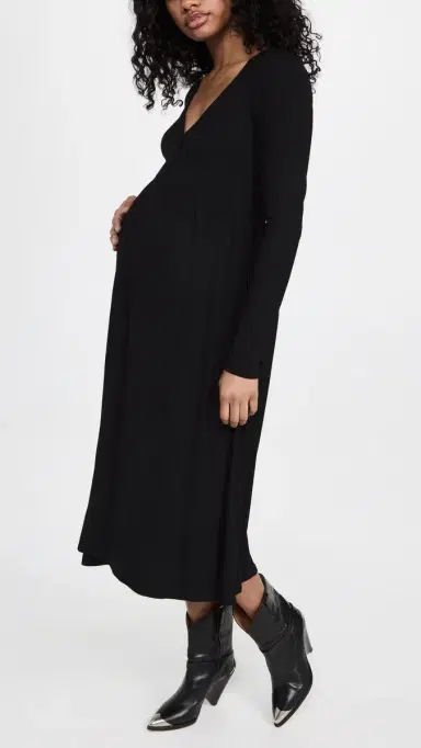 Hatch The Softest Rib Nursing Dress Black 0 | Thumbnail 4