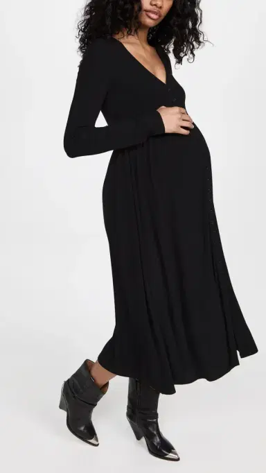 Hatch The Softest Rib Nursing Dress Black 0 | Thumbnail 5